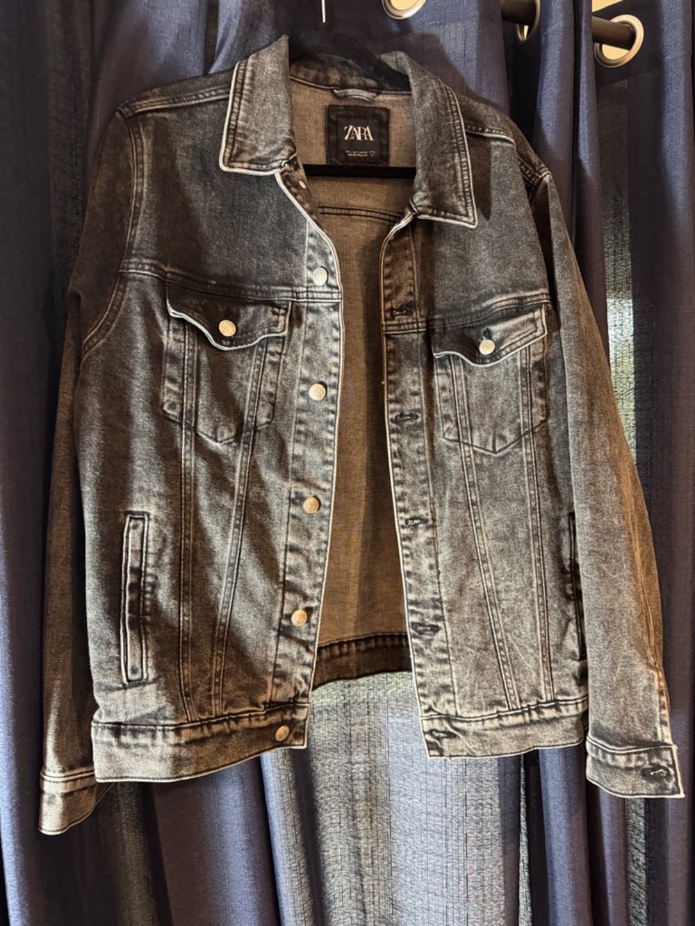 ZARA Black Washed Denim Jacket